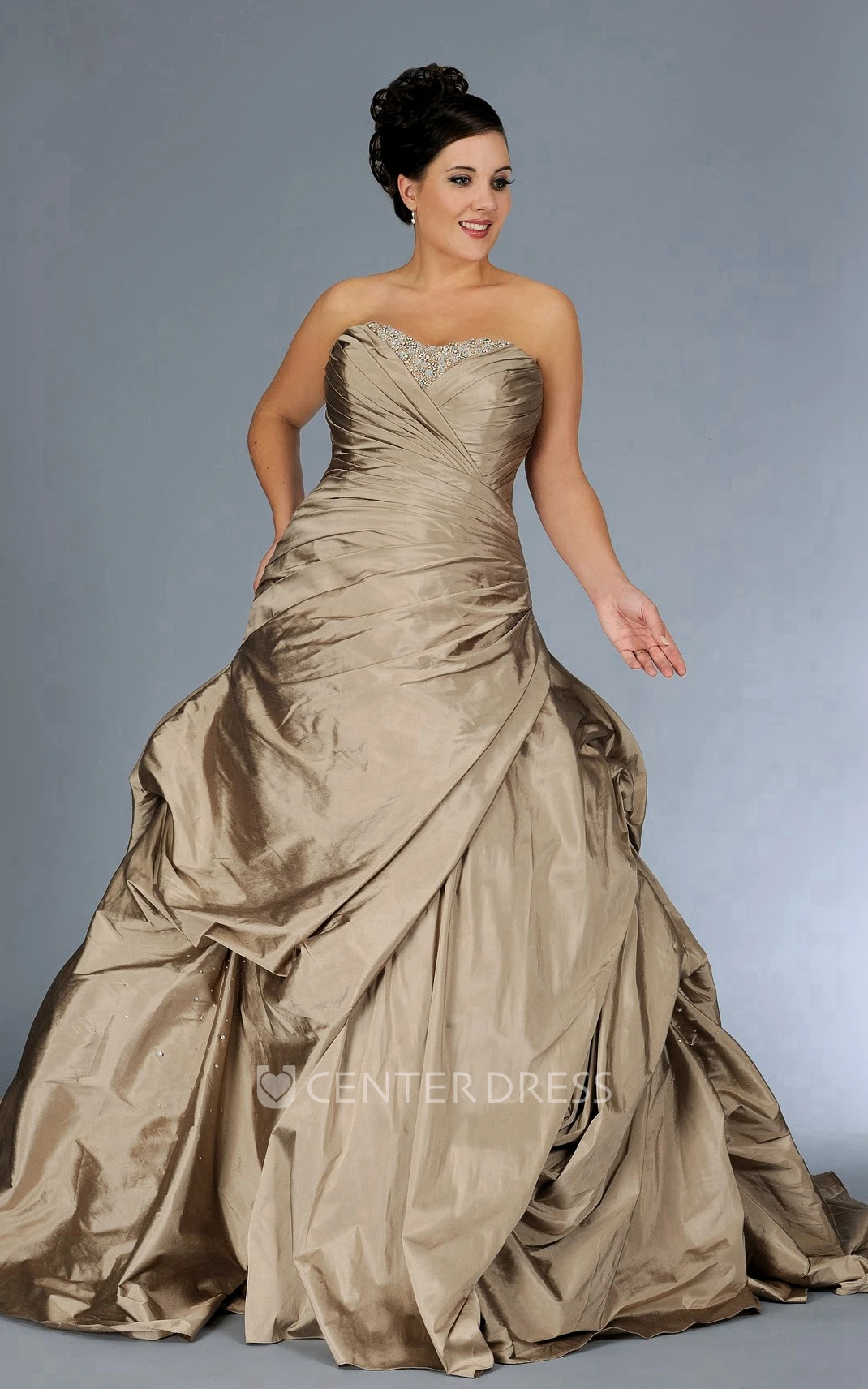 Strapped Satin Side-Ruched Dress With Beading And Corset Back
