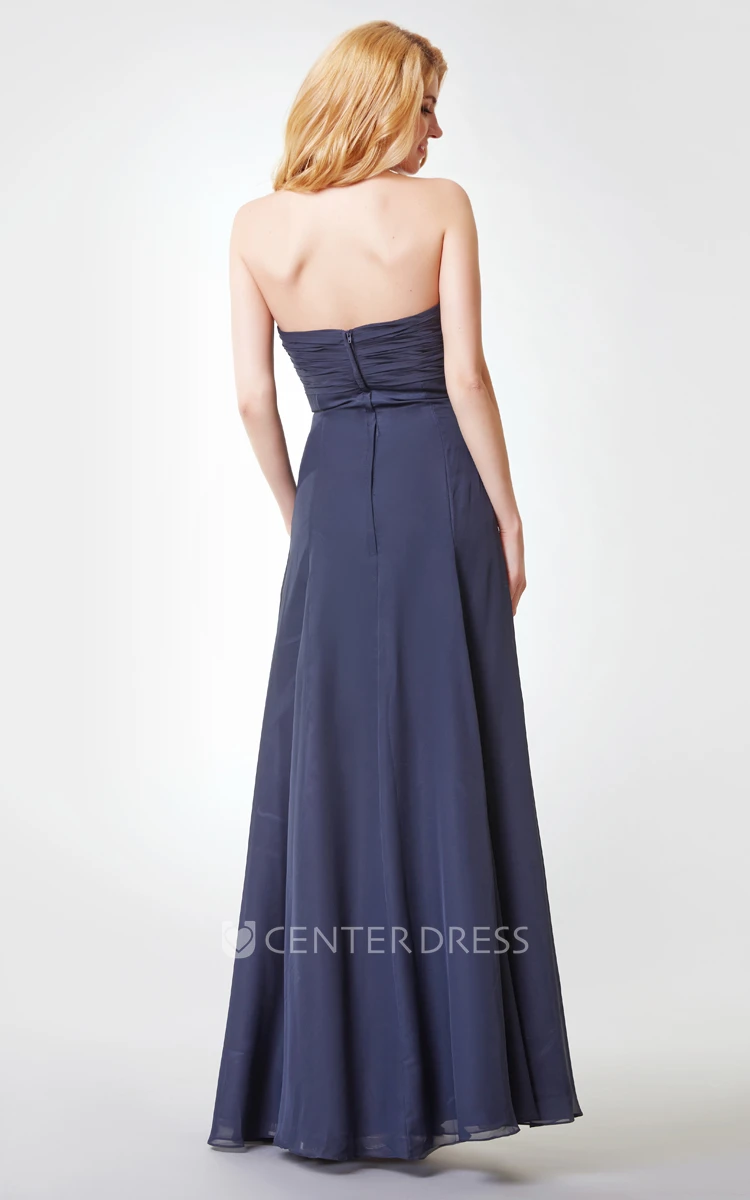 Backless Ruched A-line Long Chiffon Dress With Draping