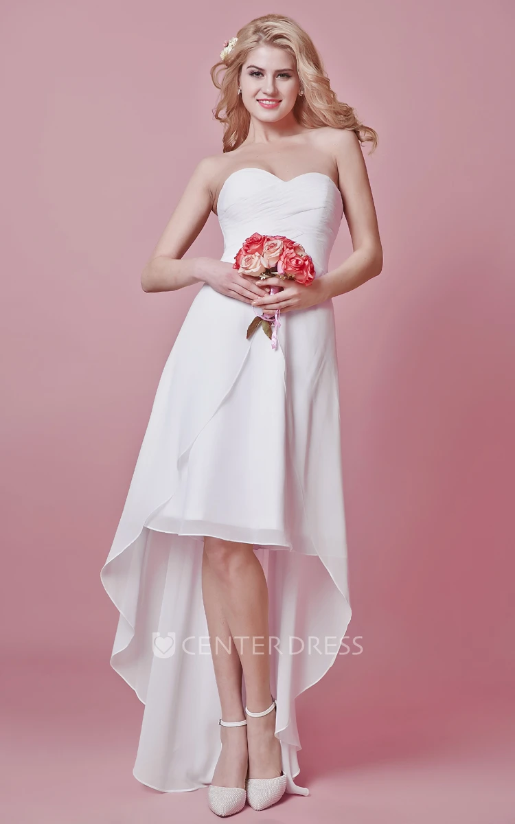Chic High-low Sweetheart Chiffon Wedding Dress