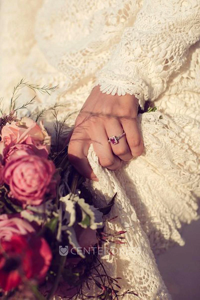 Newest Long Sleeve Lace Wedding Dress Court Train