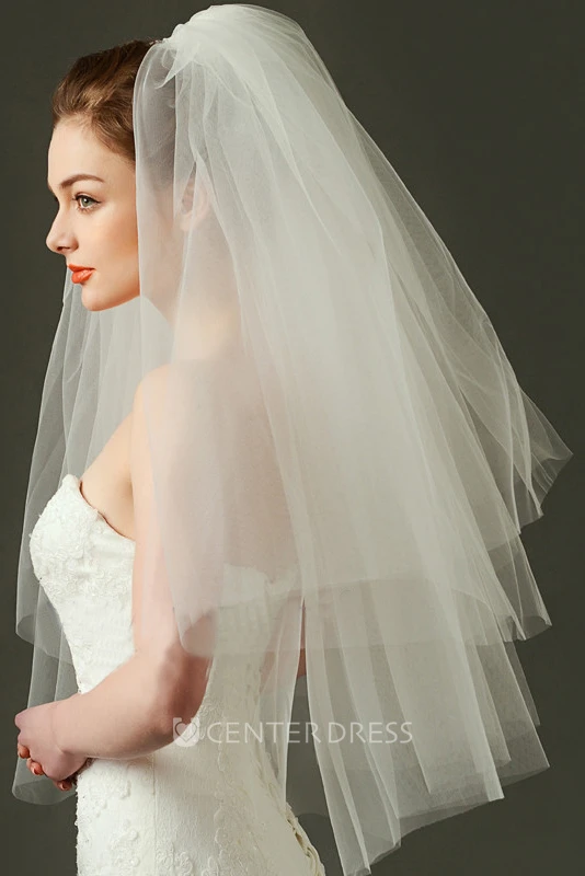 Multi-layer Simple Short Puffy Tulle Wedding Veil