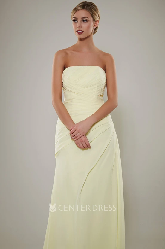 Strapless Ruched Chiffon Bridesmaid Dress