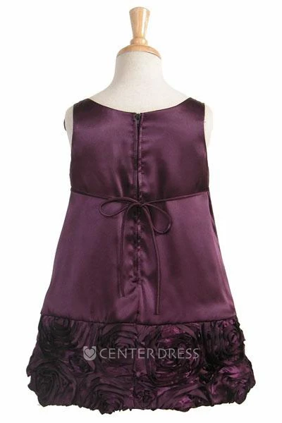 Cape Midi Floral Lace&Charmeuse Flower Girl Dress With Embroidery
