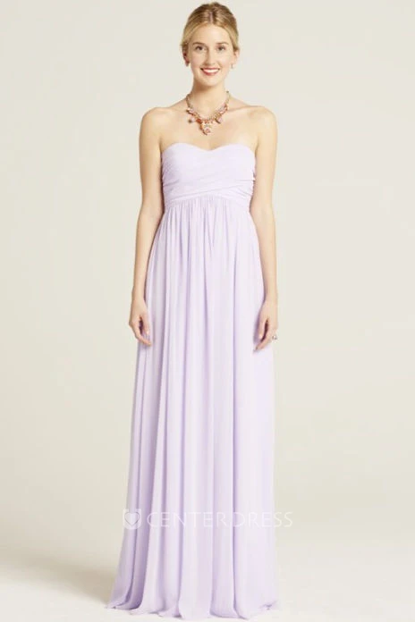 Maxi Sweetheart Ruched Empire Sleeveless Chiffon Bridesmaid Dress