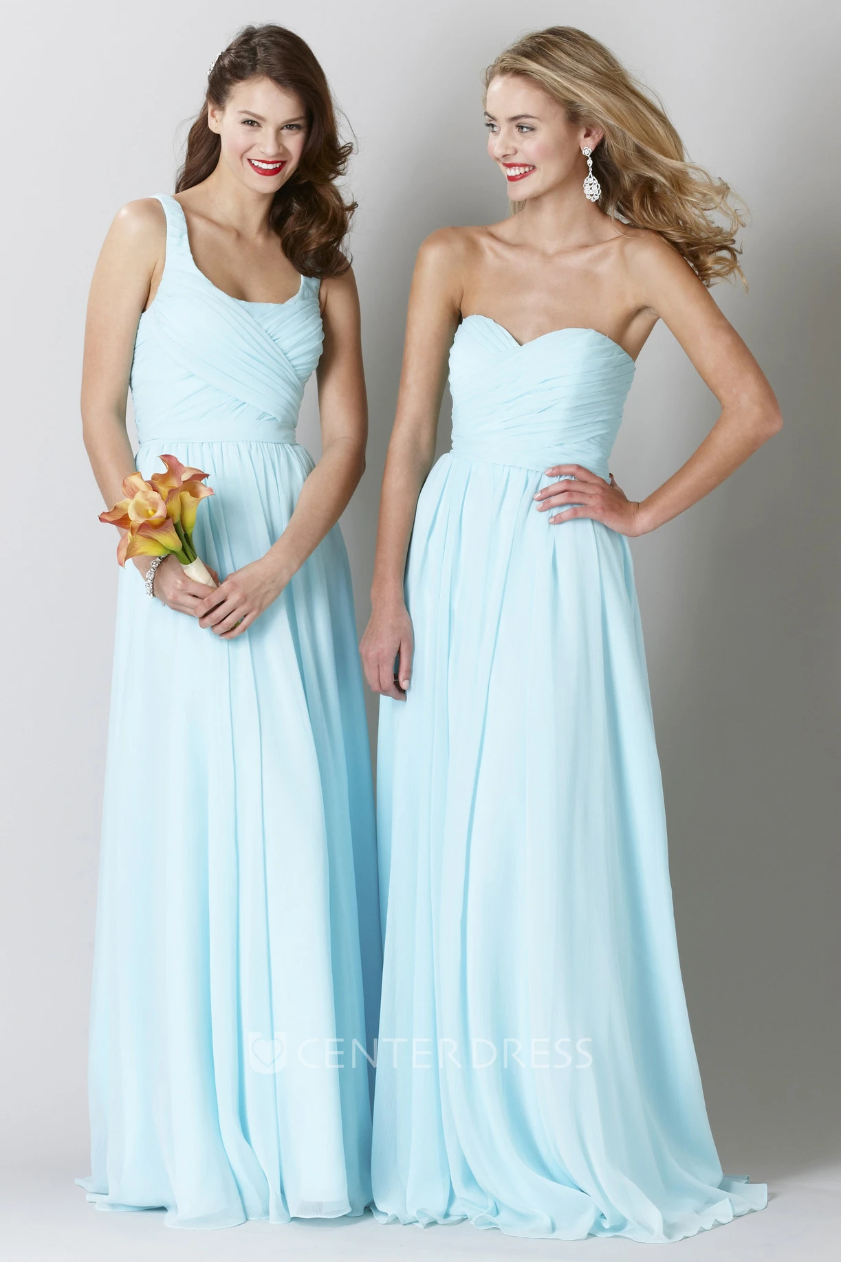 Sweetheart Maxi Criss-Cross Chiffon Bridesmaid Dress With Pleats And V Back