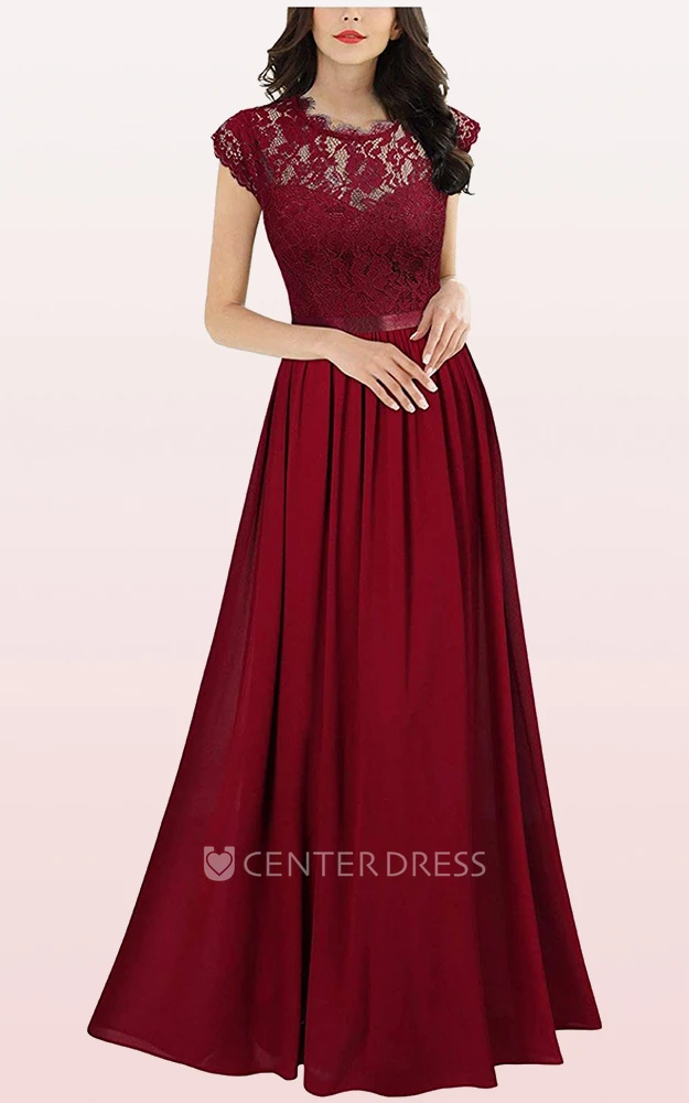 Sexy Chiffon Scalloped A Line Prom Dress With Pleats