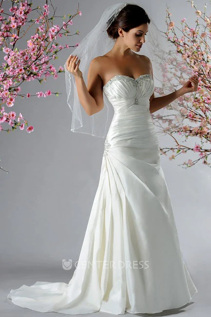 Crystal Sweetheart Taffeta Bridal Gown With Ruching