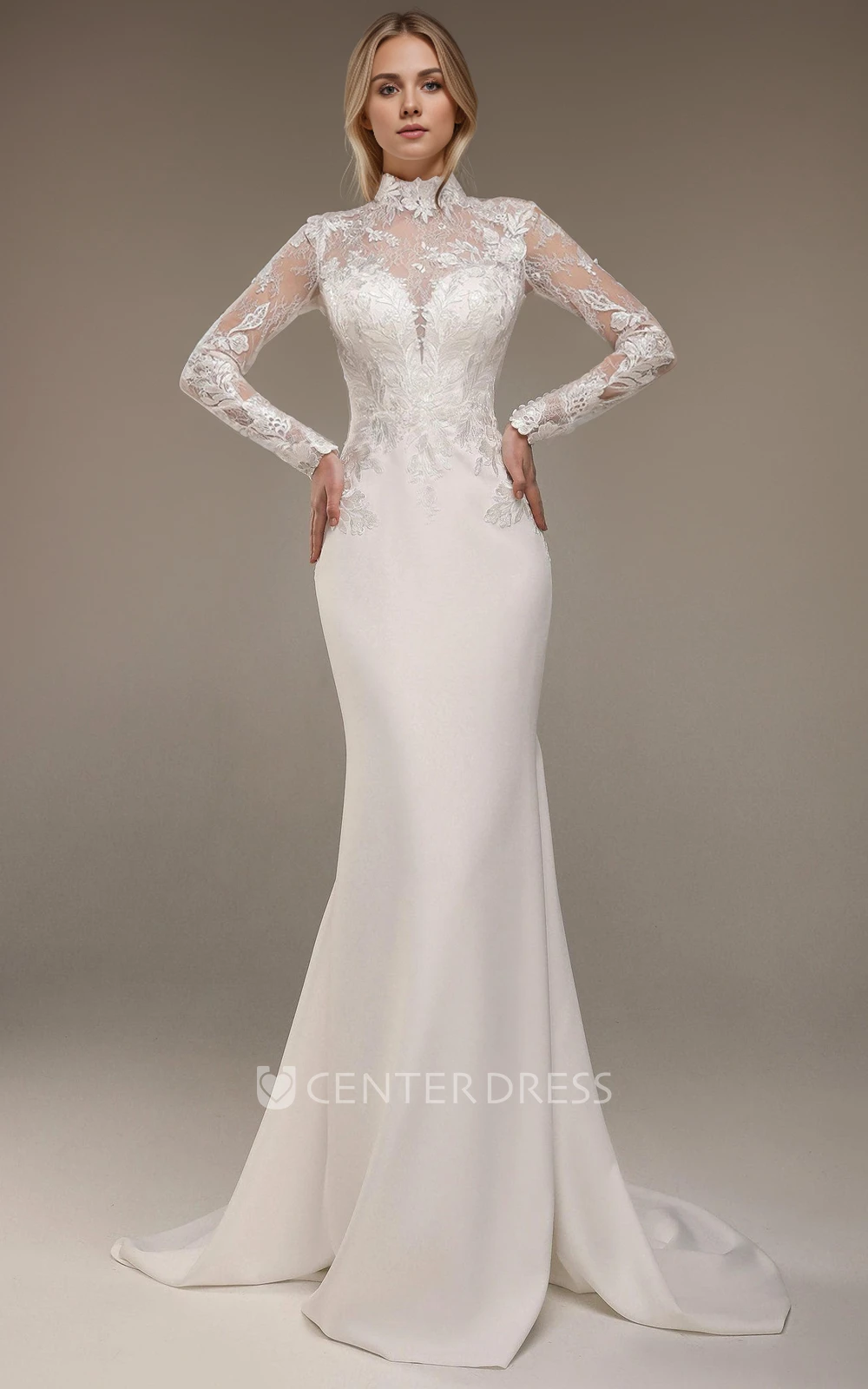 Mermaid Vintage Princess Lace Spring Wedding Dress Elegant Satin Long Sleeve Gown