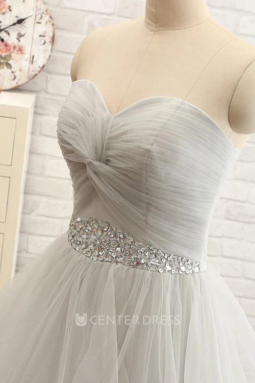 A Line Sweetheart Tulle Lace-up Corset Back Wedding Dress