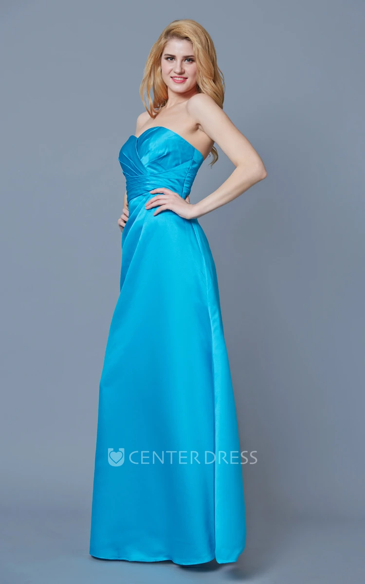 Fantastic Sleeveless A-line Style Satin Dress With Ruching