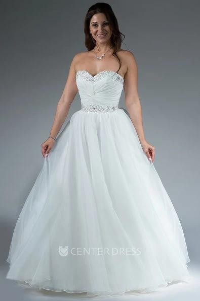Crystal Sweetheart Tulle Bridal Ball Gown With Crystal Waist