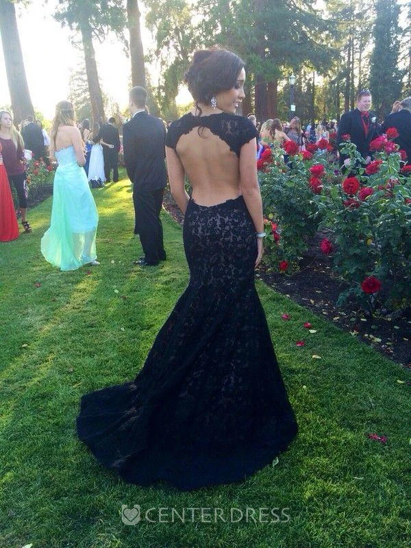 Black mermaid gown with sales train