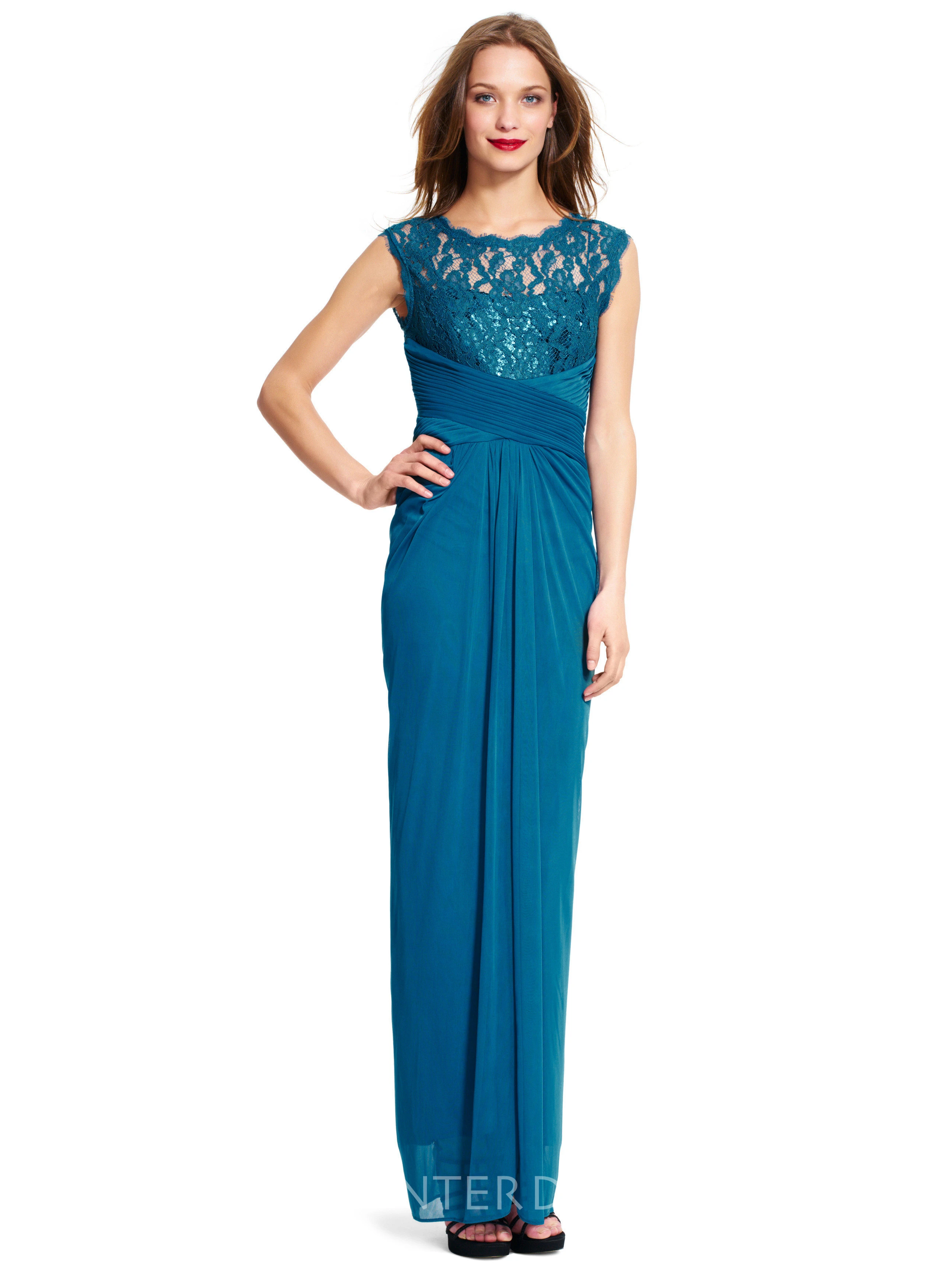Pencil Scoop-Neck Sleeveless Ruched Chiffon Bridesmaid Dress With Lace And Zipper