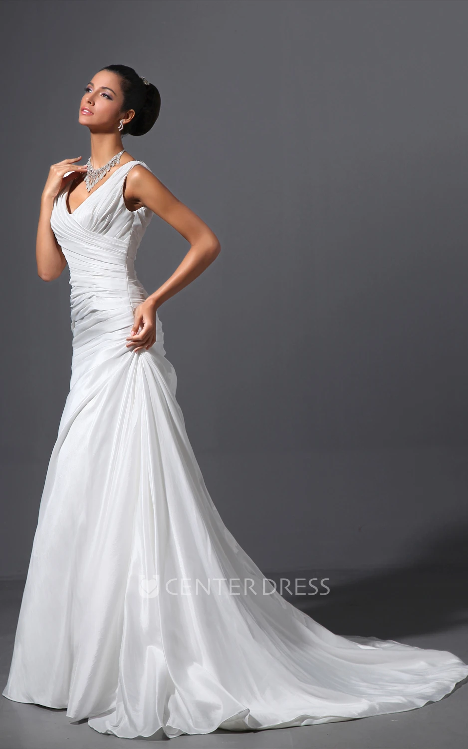 Adorable Column Dress With Court Train And Ruching