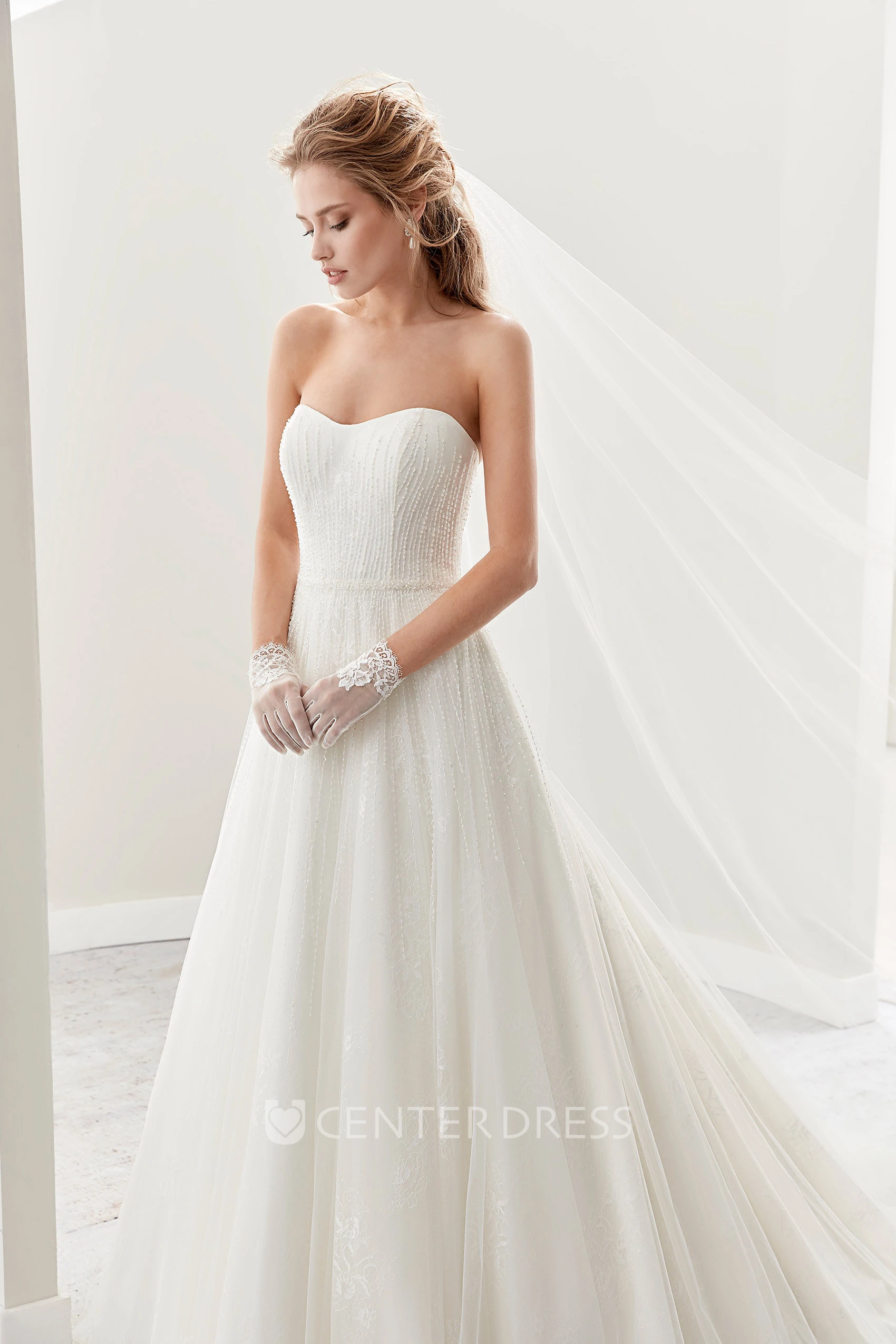 Exquisite Draping Bridal Gown With Pleated Design And Open Back