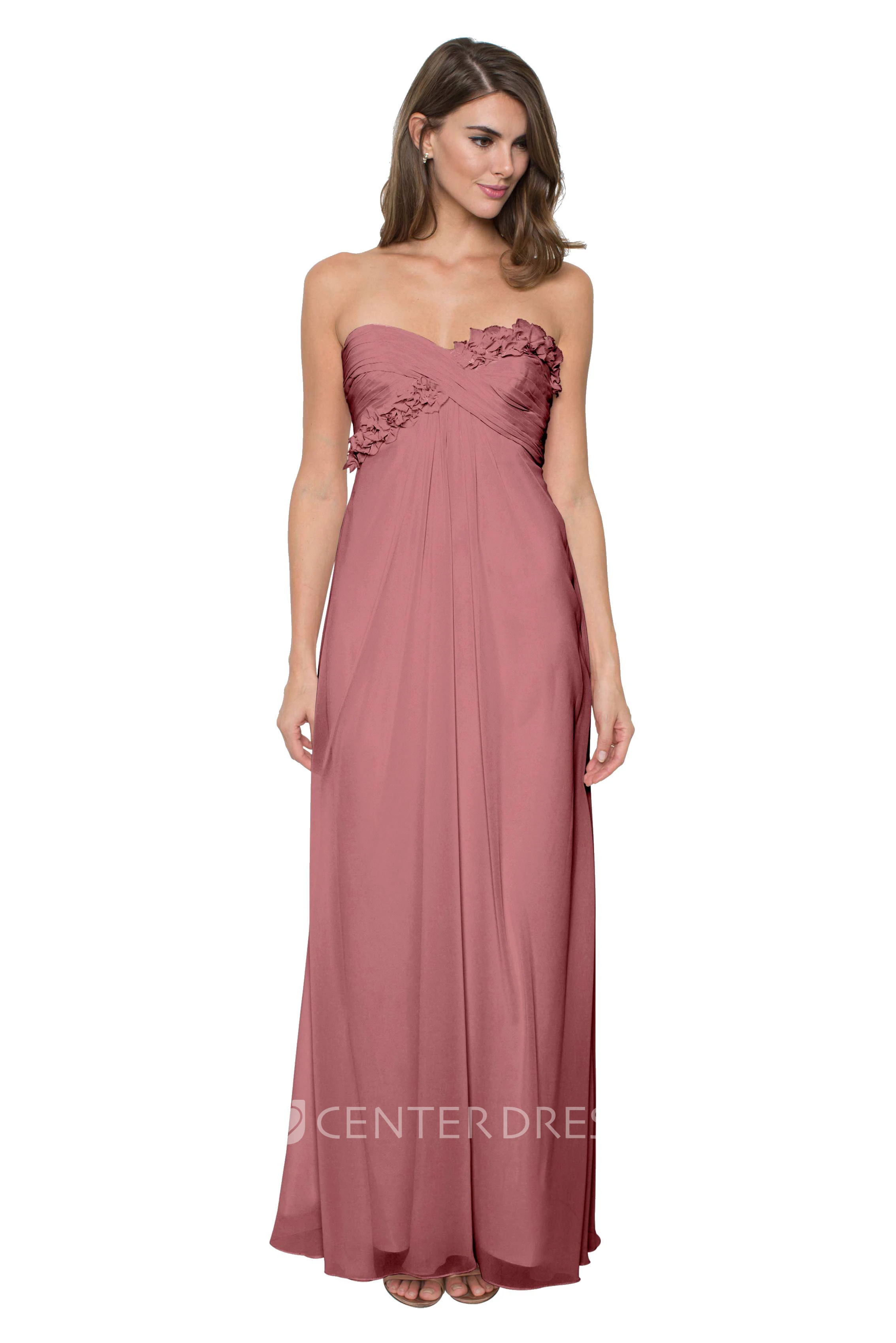 Sweetheart Floral Sleeveless Chiffon Muti-Color Convertible Bridesmaid Dress With Criss Cross