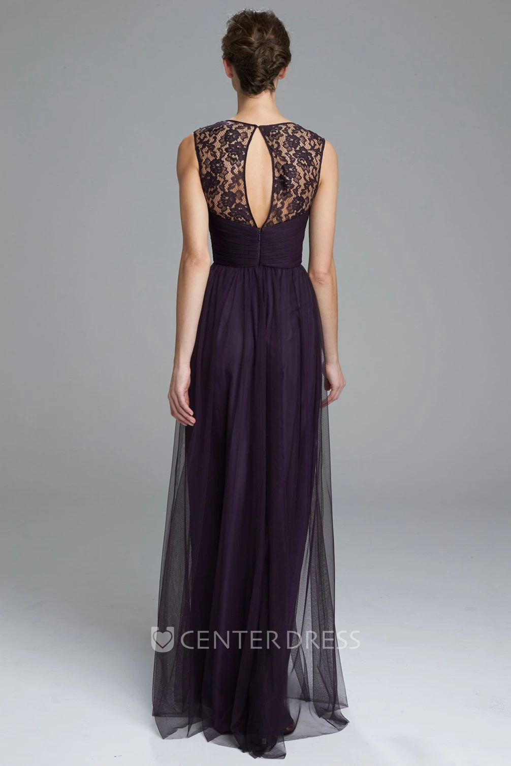 Sheath Sweetheart Floor-Length Tulle Bridesmaid Dress With Criss Cross And Keyhole