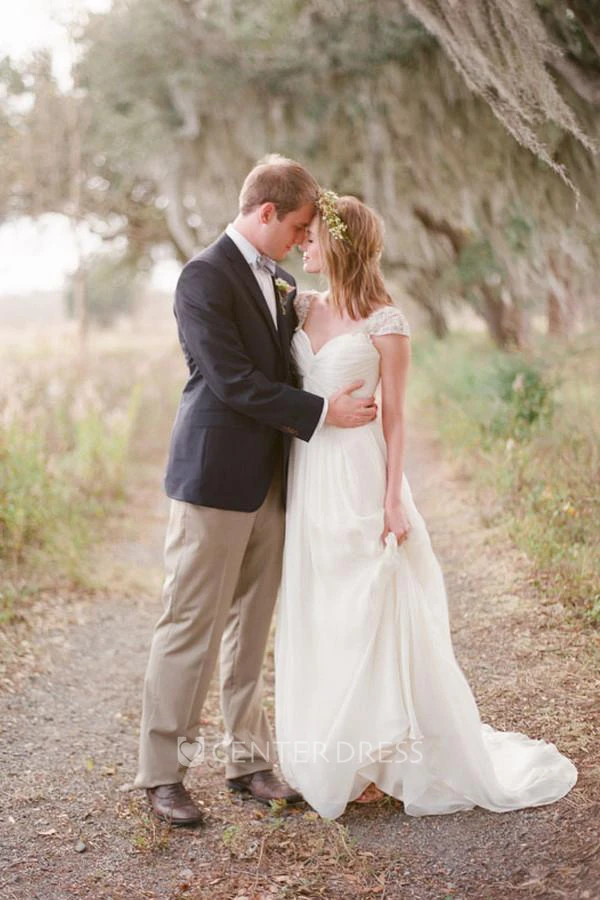 A Line Sweetheart Chiffon Zipper Wedding Dress