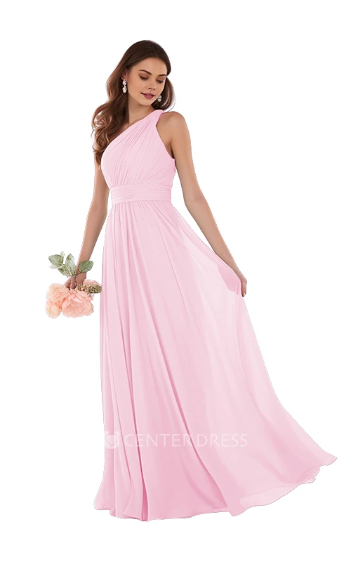 One-shoulder Chiffon Elegant A-Line Bridesmaid Dress