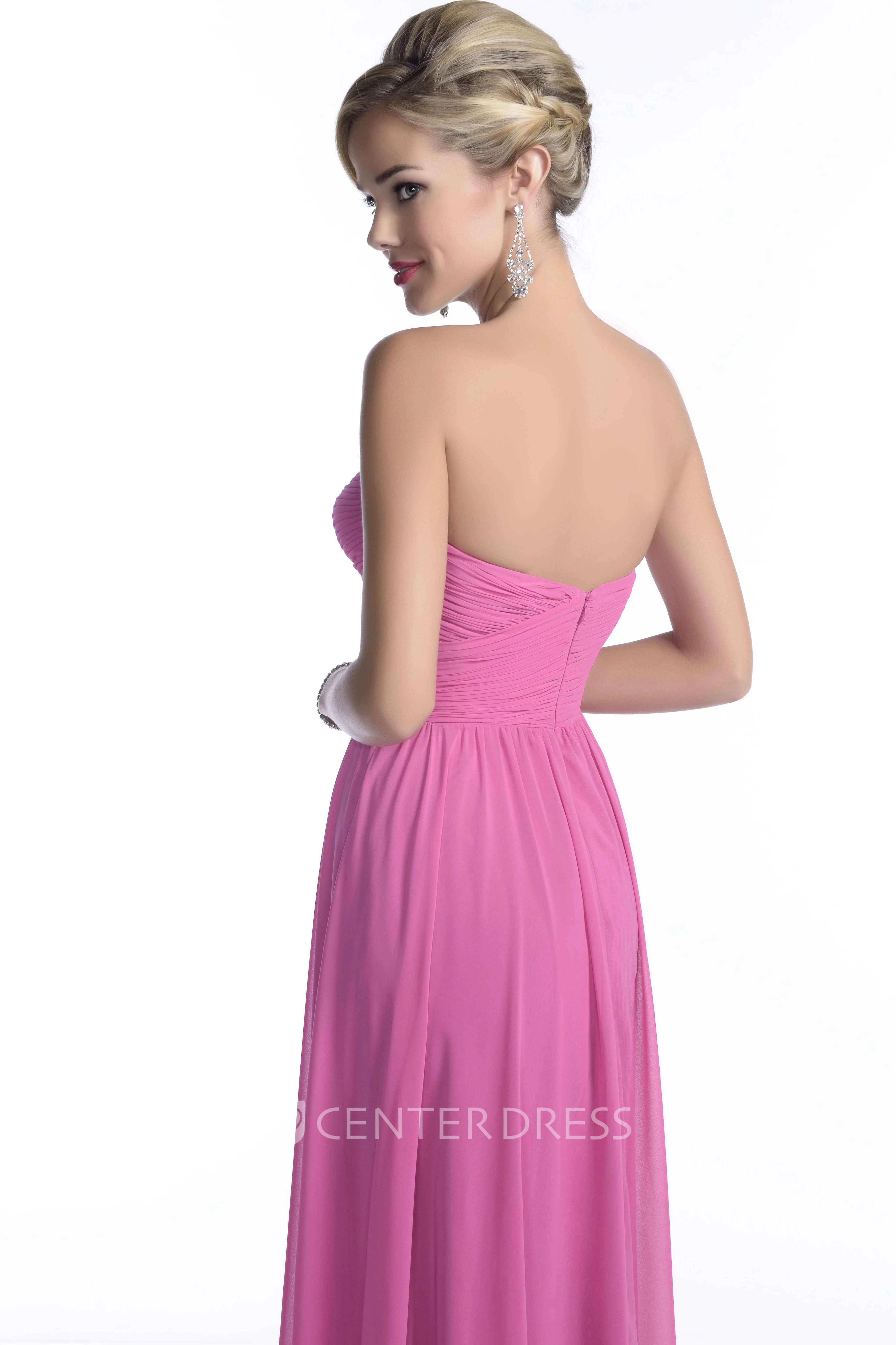 A-Line Sweetheart Chiffon Bridesmaid Dress With Crisscross Ruched Bodice
