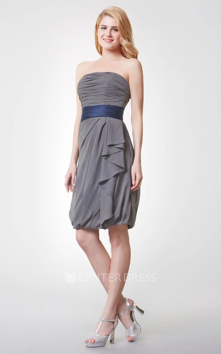 Sleeveless Ruched Draped Mini Chiffon Dress With Backless
