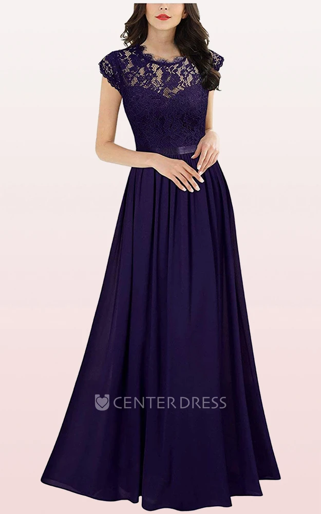 Sexy Chiffon Scalloped A Line Prom Dress With Pleats