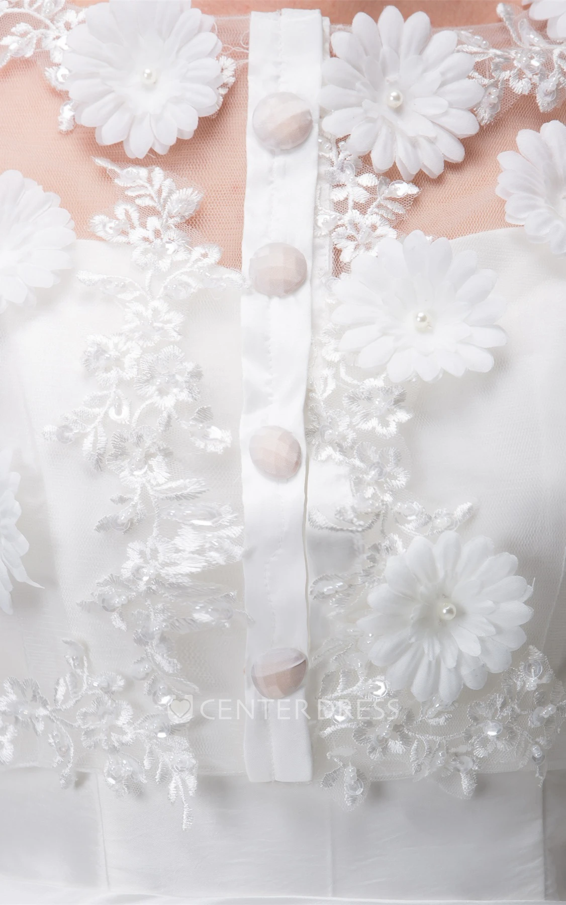 Floral Half-Sleeve Satin Mermaid Dress with Illusion Top