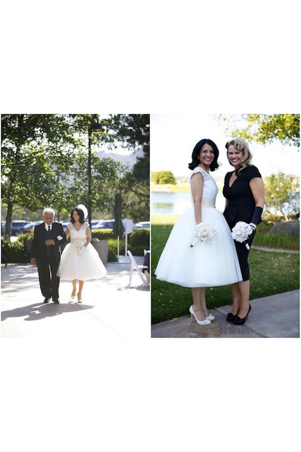 A Line V-neck Lace Tulle Zipper Wedding Dress