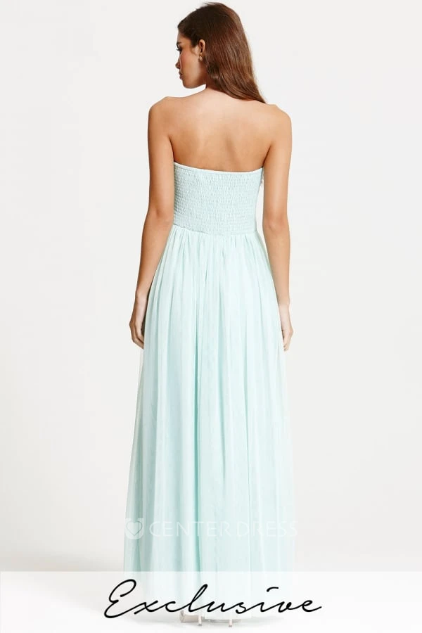 Maxi Strapless Appliqued Tulle Bridesmaid Dress