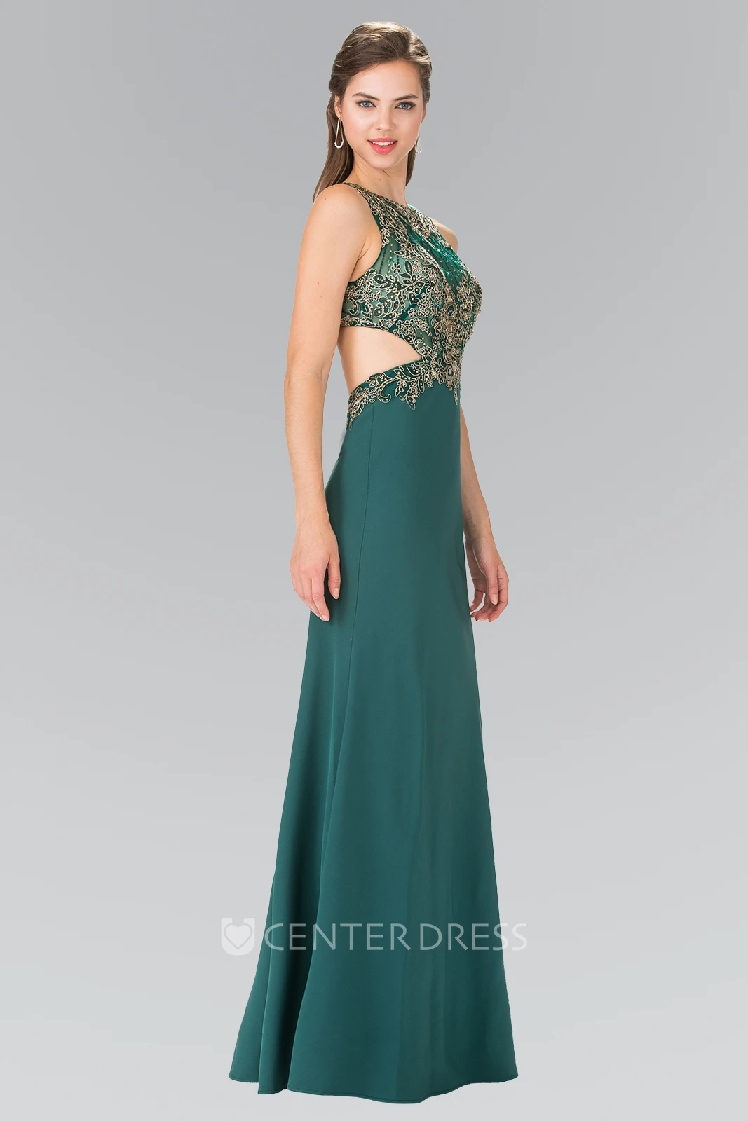 Sheath Scoop-Neck Sleeveless Jersey Keyhole Dress With Beading