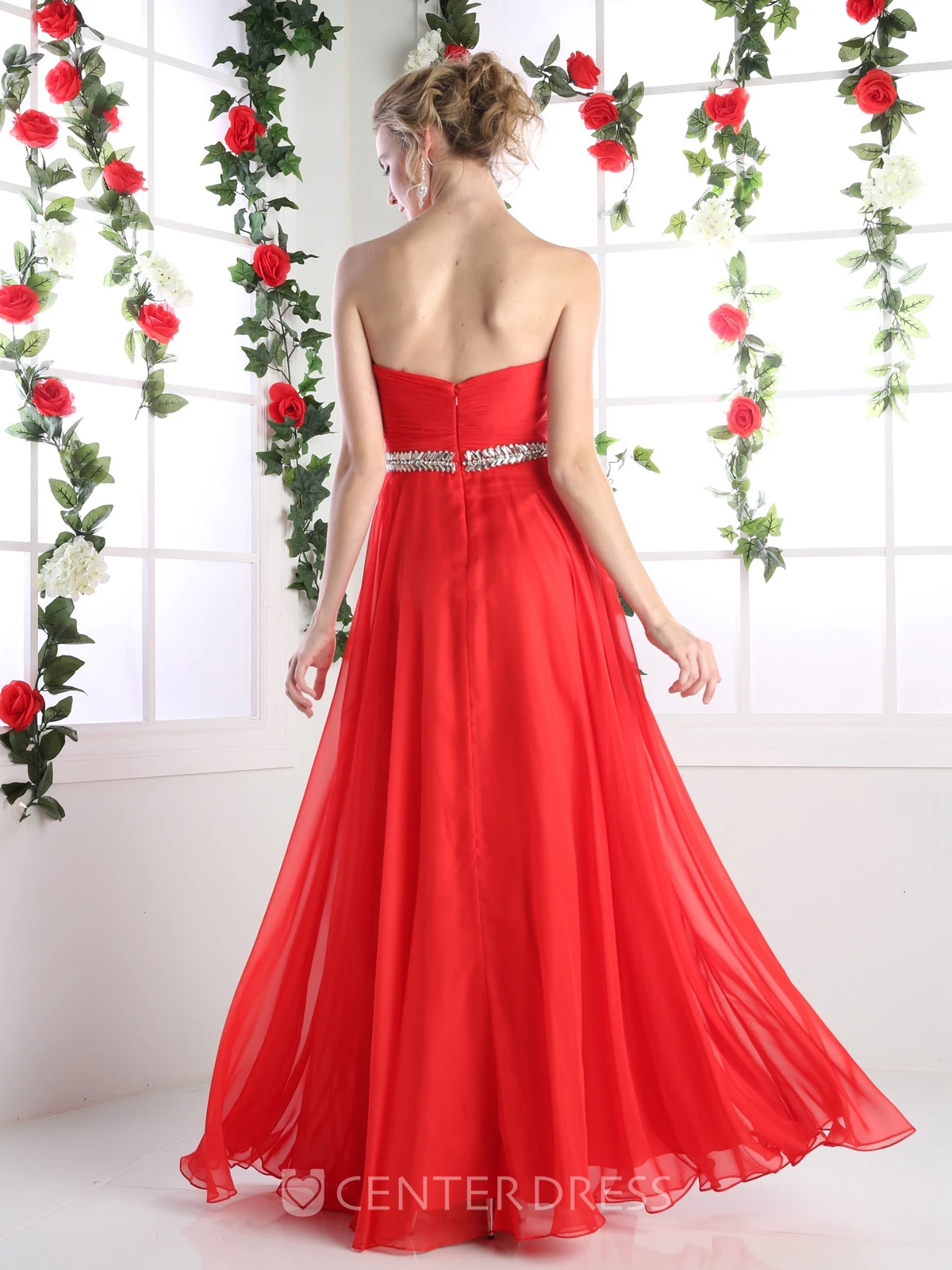 A-Line Sweetheart Sleeveless Chiffon Backless Dress With Ruching And Beading