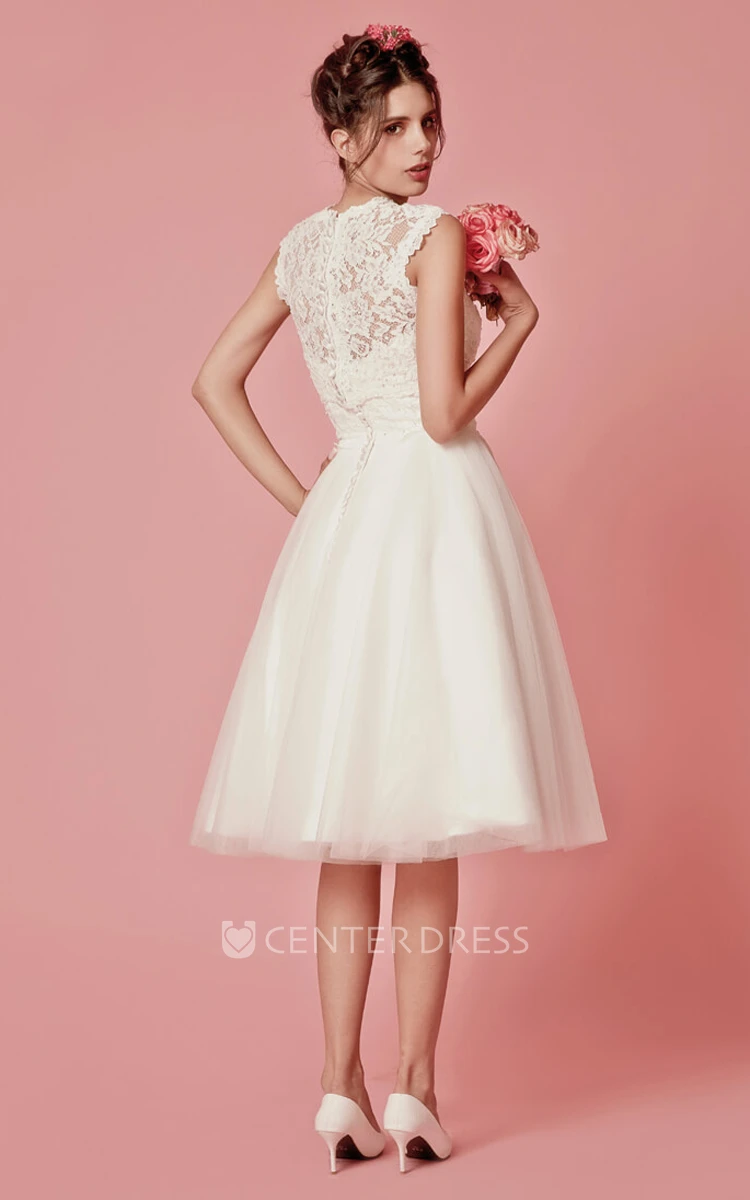Cap Sleeved A-Line Knee Length Winter Wedding Dress With Jacket