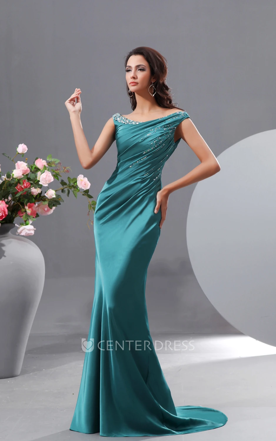 Sexy Satin Off-Shoulder Mermaid Mother of the Bride Gown With Sequins