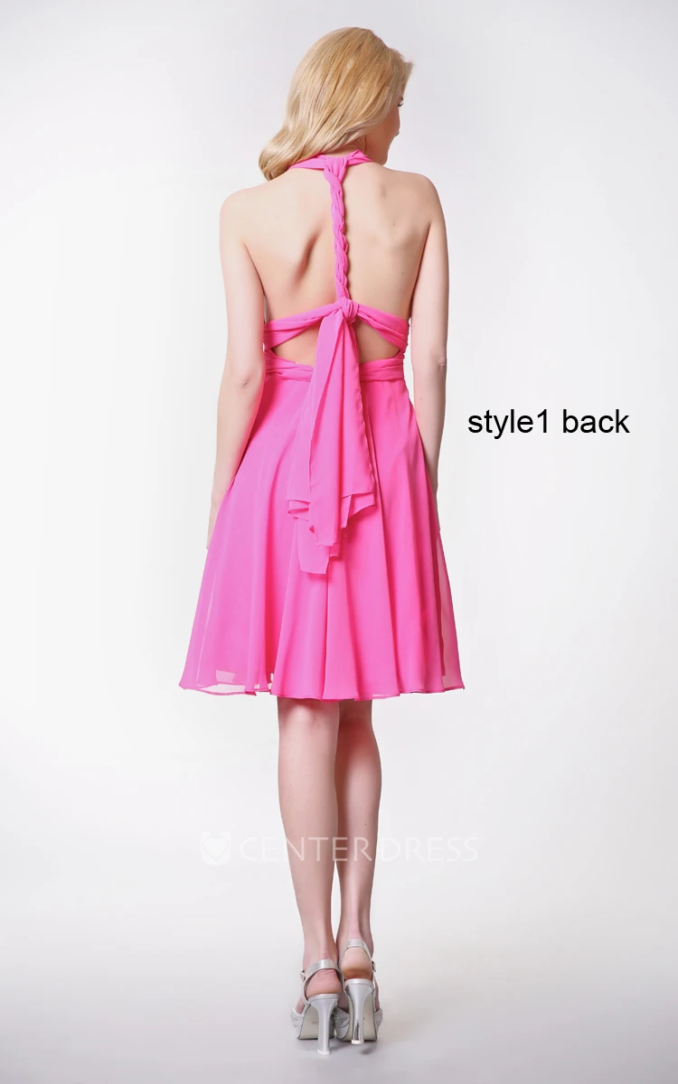 Sweetheart Ruched Short Chiffon Dress With Convertible Straps