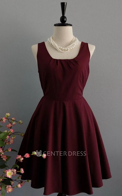 Sweet Sleeveless A-line Satin Dress With Bow