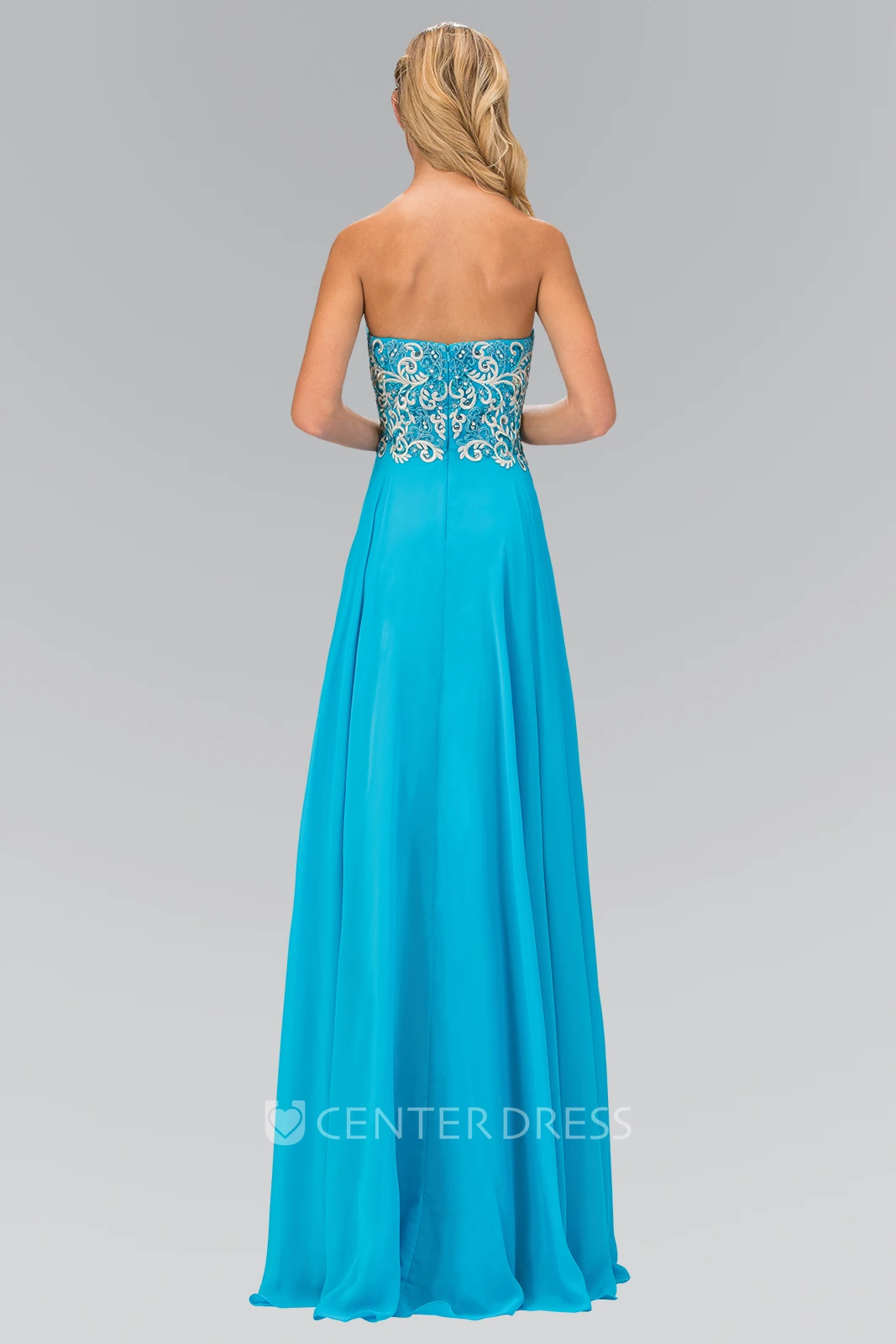 A-Line Sweetheart Sleeveless Chiffon Zipper Dress With Embroidery And Pleats