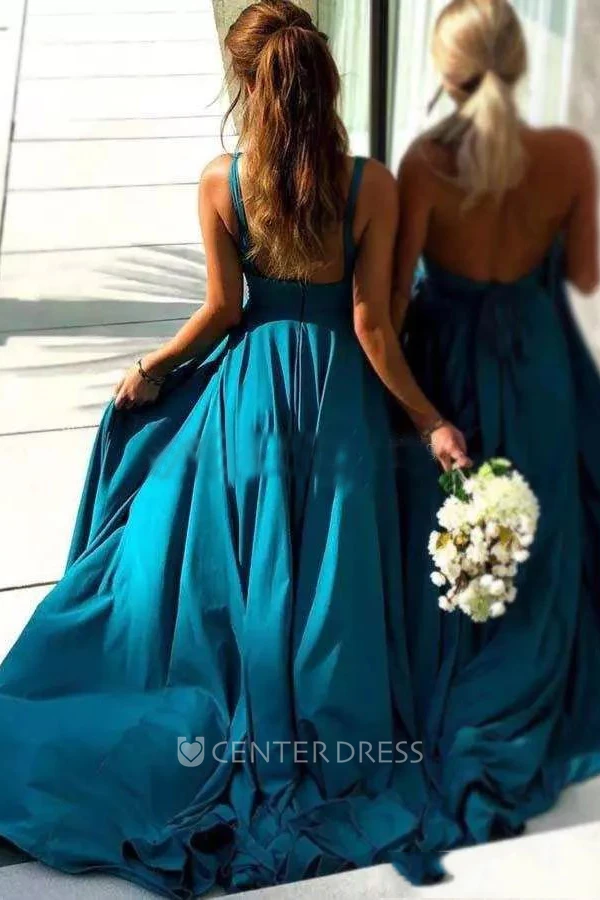 Sleeveless V-neck A-Line Jersey Open Back Dress