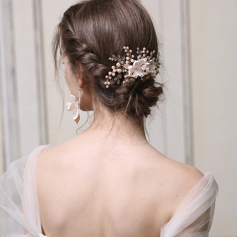 Handmade Beaded Flower Rings and Hair Combs with Crystal 