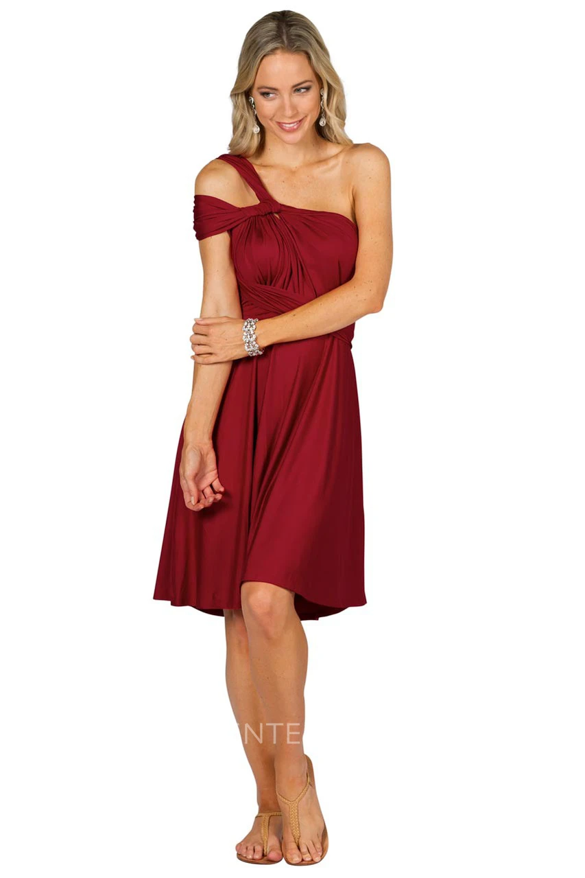 Knee-Length Sleeveless Criss-Cross Strapped Chiffon Convertible Bridesmaid Dress