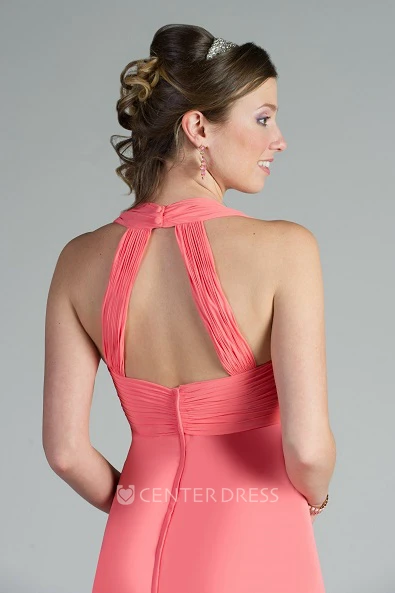 Empire Sweetheart A-Line Chiffon Long Bridesmaid Dress With Straps