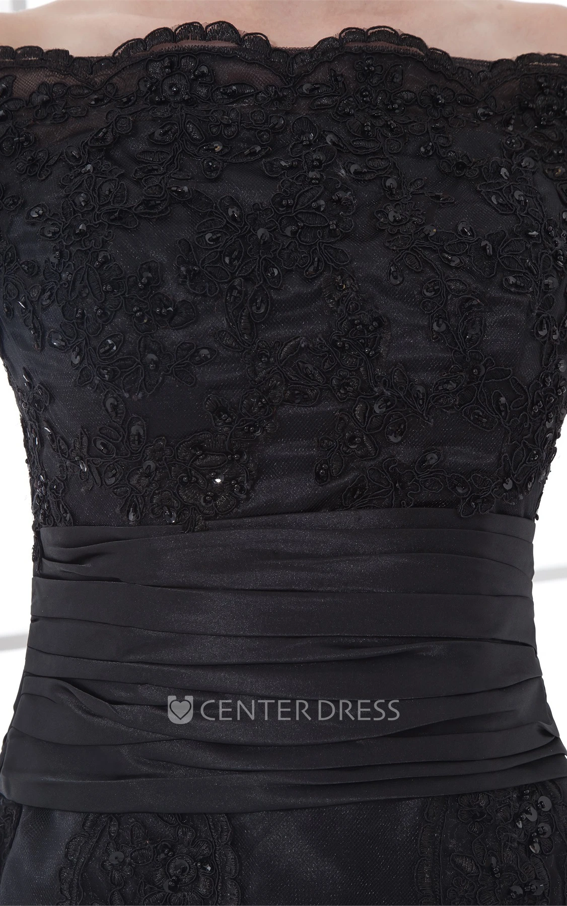off-the-shoulder midi mermaid lace dress with beading