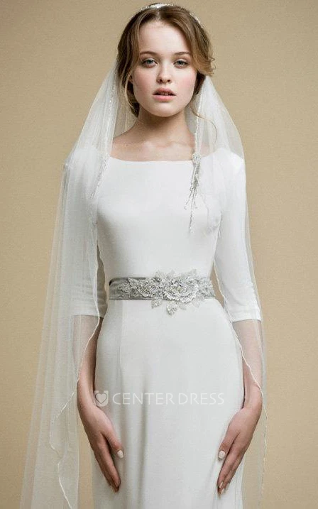 Sheath Half Sleeve Scoop Dress With Bow And Floral Waist