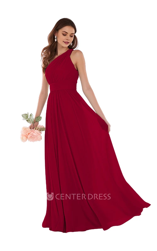 One-shoulder Chiffon Elegant A-Line Bridesmaid Dress