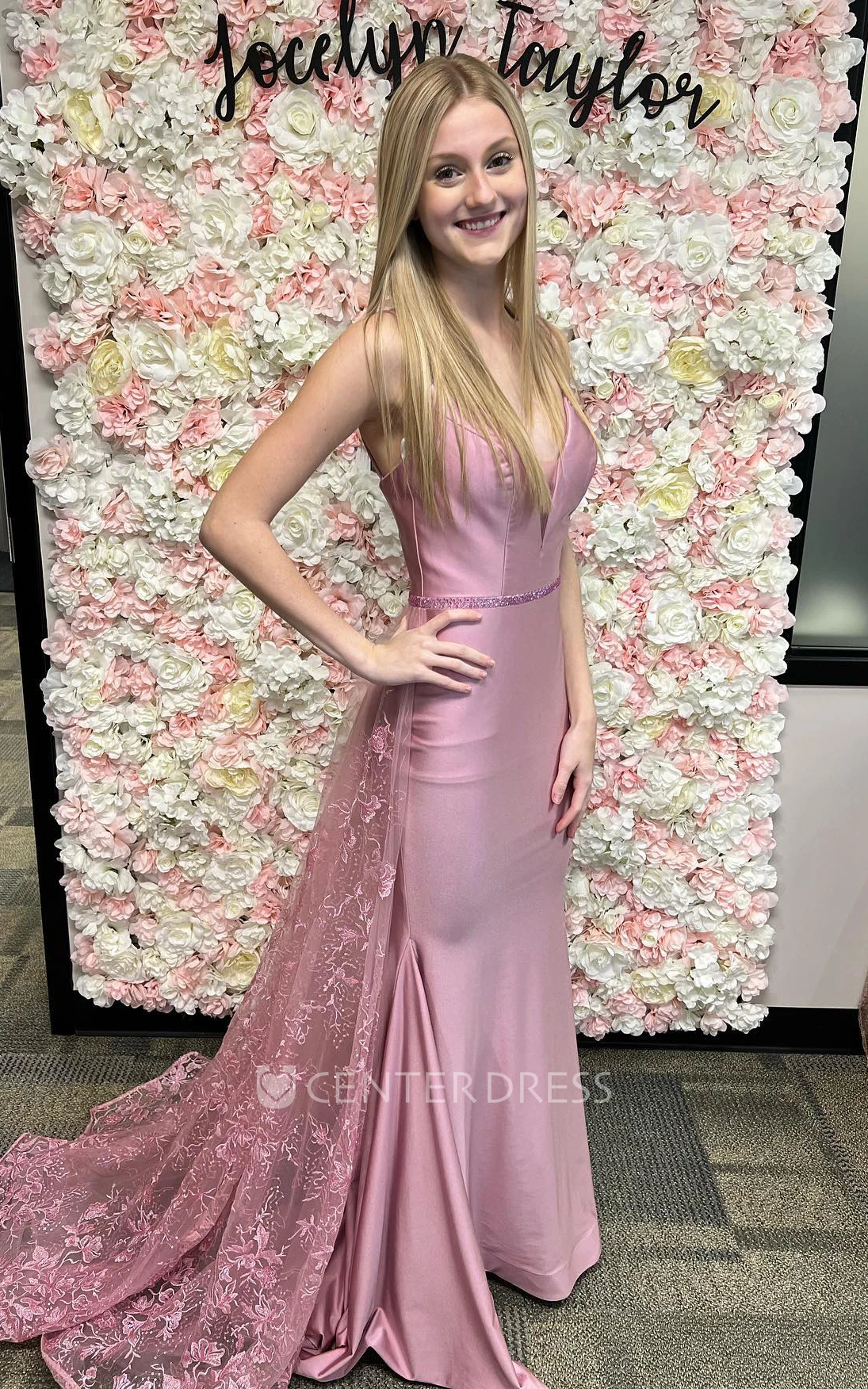 Romantic Trumpet Spaghetti Prom Dress With Open Back And Sash