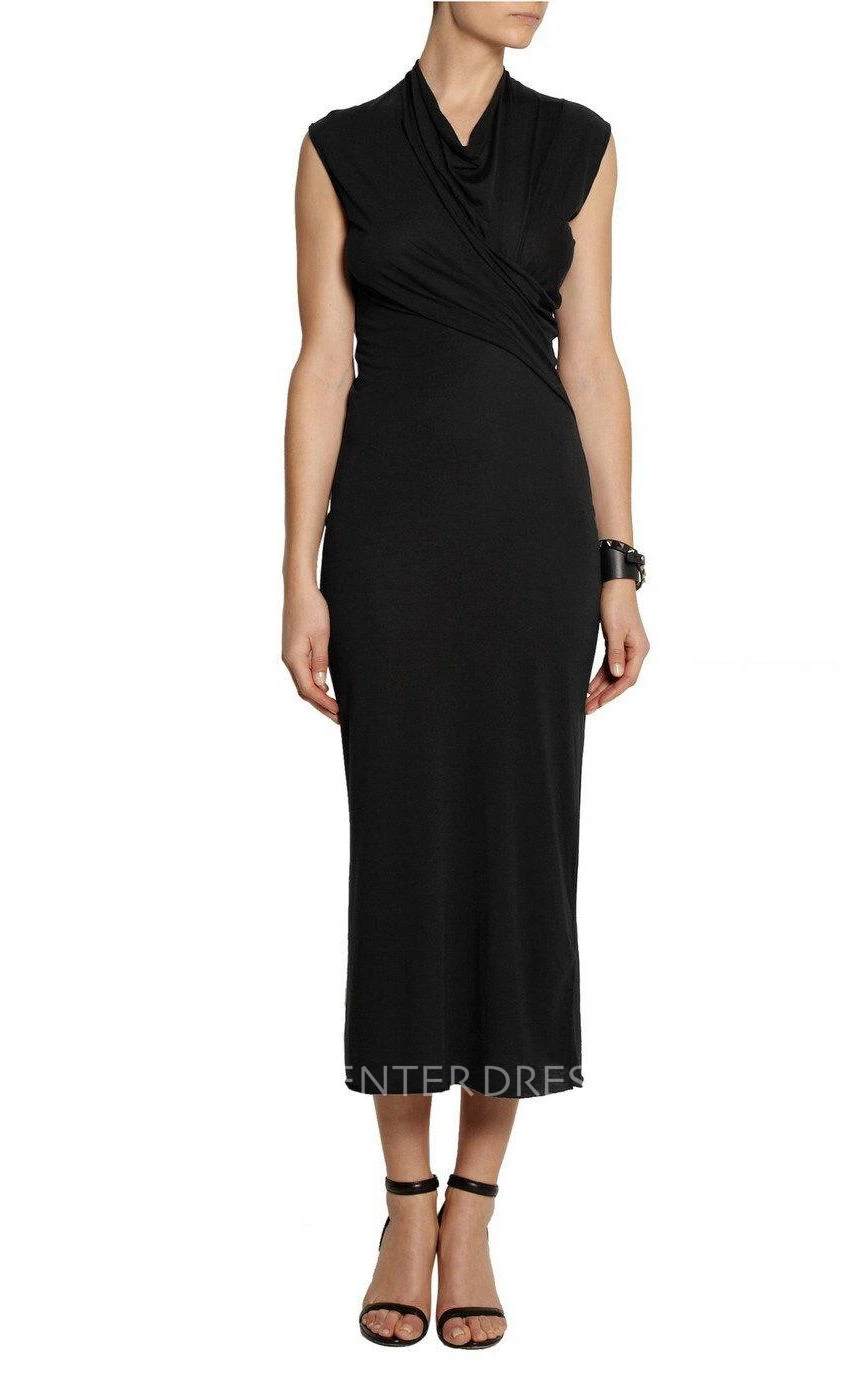 Draped Sleeveless Maxi Dress