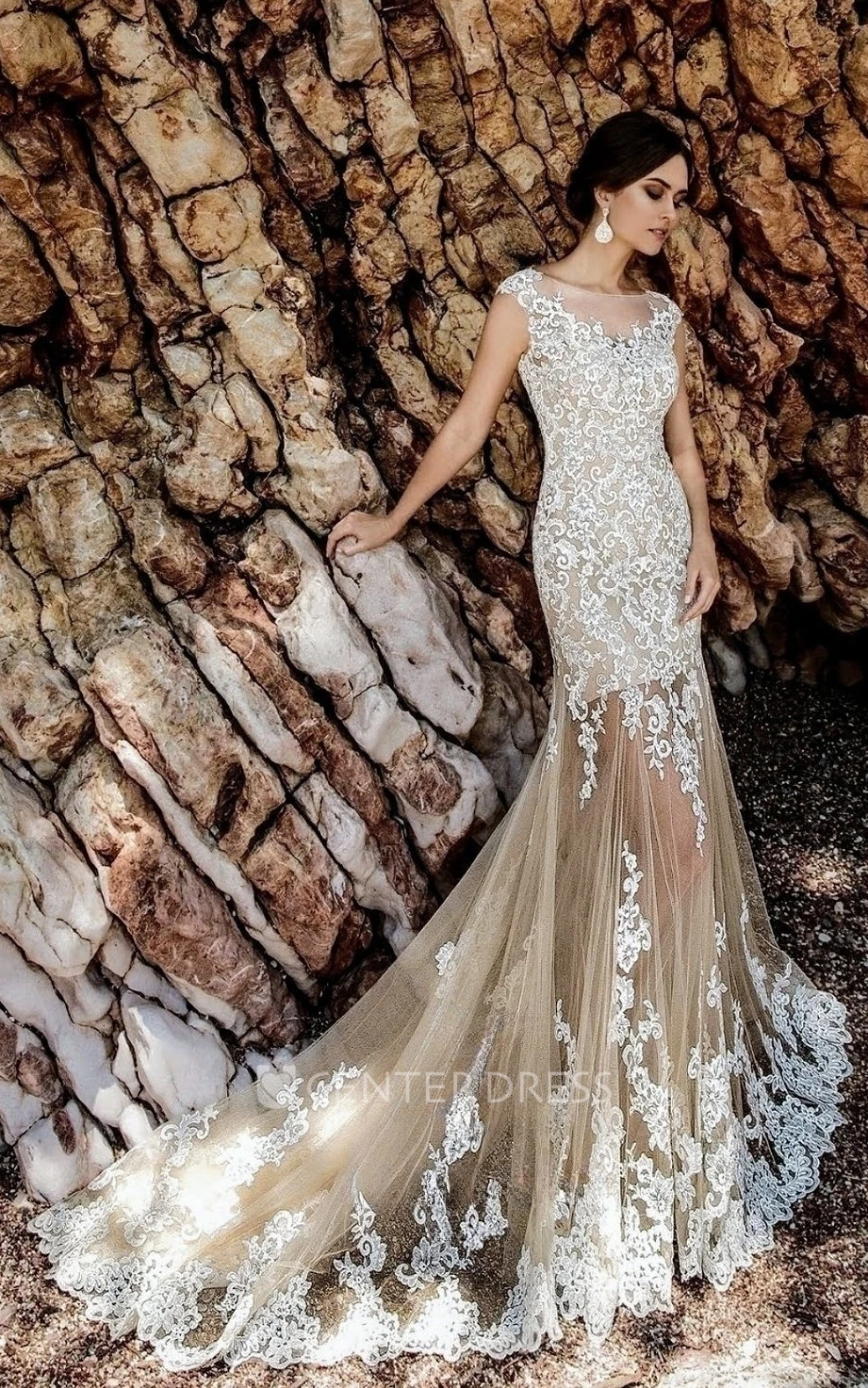 Modest Romantic Mermaid Lace Tulle Spring Wedding Dress Country Garden 2026