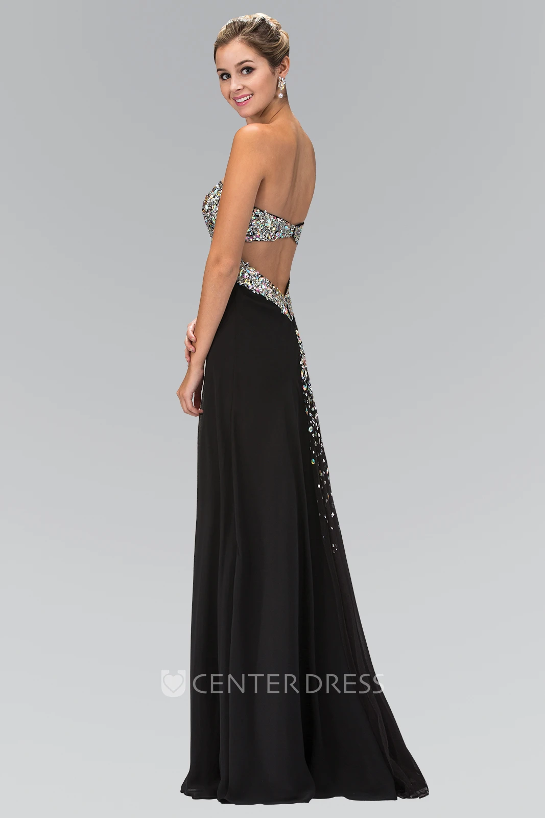 A-Line Sweetheart Sleeveless Empire Chiffon Backless Dress With Beading