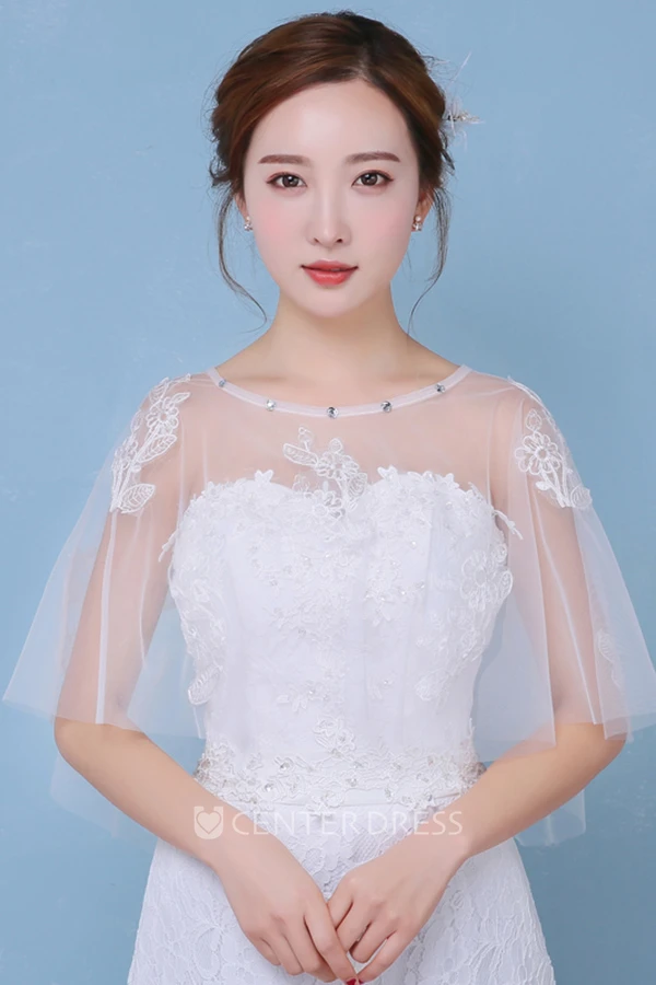New Lace Diamond Cape Round Neck Set Of White Shawl