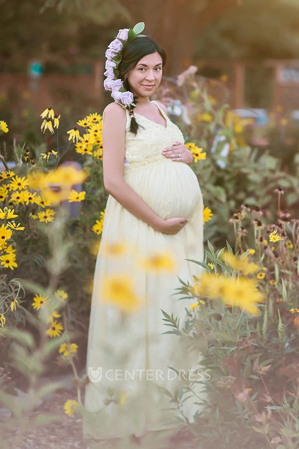 A-Line Knee-length Sleeveless Empire Maternity Dress