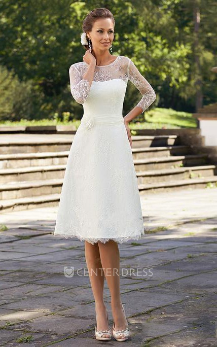 A-Line Short Scoop Bell Beading Flower Zipper Lace Sequins